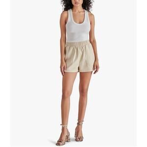 STEVE MADDEN Suede Faux The Record Shorts Silver Birch BO303055 Med M Gray Grey